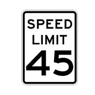 Forty-Five Mile Per Hour Speed Limit Sign - 18x24 - Official MUTCD Compliant R2-1 Reflective Rust-Free Heavy Gauge Aluminum 45 Miles Per Hour Speed Limit Signs