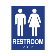 ADA Compliant Unisex Restroom Wall Signs with Tactile Text and Grade 2 Braille- 6x8