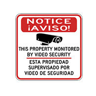 Bilingual Property Monitored By Video Security Signs - 18x18 - Reflective Rust-Free Heavy Gauge Aluminum Bilingual Video Surveillance Signs