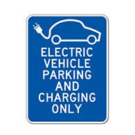 Electric Vehicle Parking And Charging Only Sign - 18x24 - Reflective Rust-Free Heavy Gauge Aluminum Electric Vehicle Parking Lot Signs