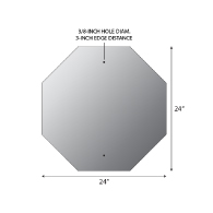 24x24 STOP sign shape .080 gauge aluminum blanks with 3/8-inch holes at top and bottom center at 3.0-inches from edge. Holes align with standard 1-inch center-to-center U-Channel Sign Posts