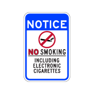 No Smoking Including Electronic Cigarettes Sign - 12x18 - Non-reflective