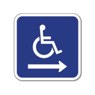 B-Stock: ADA Wheelchair Accessible Symbol Signs - Right Arrow - 12x12