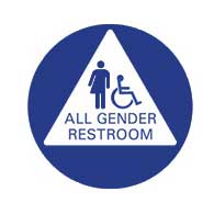 ADA Gender Neutral Restroom Door Sign with All Gender Pictogram and Wheelchair Symbol on White Triangle - 12x12