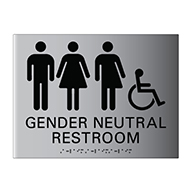 ADA Compliant Wheelchair Accessible Gender Neutral Wall Sign, Restroom Wall Signs with Tactile Text and Grade 2 Braille - 12x9