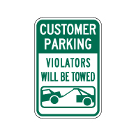 Customer Parking Violators Will Be Towed Sign with Tow Away Symbol - 12x18 - A Reflective Rust-Free Heavy Gauge Aluminum Parking Sign