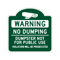 Mission Style No Dumping Dumpster Not For Public Use Sign - 18x18 - Made with Reflective Rust-Free Heavy Gauge Durable Aluminum available at STOPSignsAndMore.com