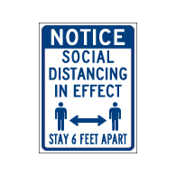 Window Decal - Notice Social Distancing In Effect - 6x8 (Pack of 3) - Digitally printed on rugged vinyl using outdoor-rated inks. Buy Public Health Safety Window Decals from StopSignsandMore.com