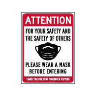 Window Label - Please Wear A Mask Before Entering - 6x8 (Pack of 3) - Digitally printed on rugged vinyl using outdoor-rated inks. Buy Public Health Safety Window Decals from StopSignsandMore.com