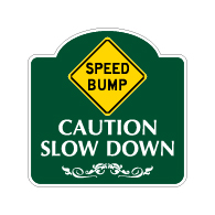 Mission Style Speed Bump Slow Down Sign - 18x18. Made with 3M Reflective Rust-Free Heavy Gauge Durable Aluminum available for quick shipping from STOPSignsAndMore