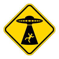 Alien Abduction UFO Warning Sign - 12x12 - Reflective Rust-Free Heavy Gauge Aluminum Signs. This novelty sign is a great gift idea for any person that enjoys alien and outer space themes.