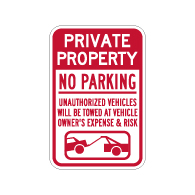 Private Property No Parking Tow Away Sign - 12x18 - Made with 3M Engineer Grade Reflective Rust-Free Heavy Gauge Durable Aluminum available at STOPSignsAndMore.com