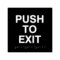 ADA Compliant Push to Exit Signs with Tactile Text and Grade 2 Braille - 6x6