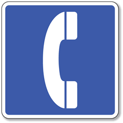 Telephone Symbol Sign - 8x8- Non-Reflective Rust-Free .050 Gauge Aluminum Symbol Signs for Indoor or Outdoor Use