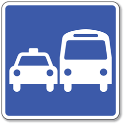 Bus and Taxi Symbol Sign - 8x8- Non-Reflective Rust-Free .050 Gauge Aluminum Symbol Sign for Ground Transportation Areas