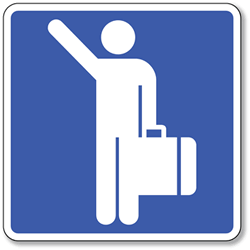Arriving Flights Airport Symbol Sign - 8x8- Non-Reflective Rust-Free .050 Gauge Aluminum Symbol Sign for Airport Arrival Flights Areas