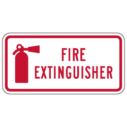 Fire Extinguisher Symbol with Text Sign - 12x6 - Reflective rust-free heavy-gauge aluminum Fire Extinguisher Location Signs
