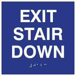 ADA Exit Stair Down Sign with Tactile Text and Grade 2 Braille - 6x6