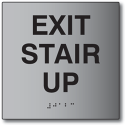 ADA Exit Stair Up Sign - 6x6 - Brushed Aluminum