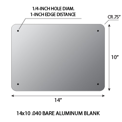 Aluminum Blank 14x10 .063 1.5 CR Standard Holes - Rectangular Shape Sign available for fast shipping from STOPSignsAndMore.com
