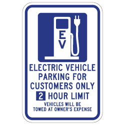 2 hour Limit 12x18 Electric Vehicle Parking Only Sign -  12x18 - available at STOPSignsAndMore.com