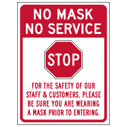 Window Decal - No Mask No Service - 6x8 (Pack of 3) - Digitally printed on rugged vinyl using outdoor-rated inks. Buy Public Health Safety Window Decals from StopSignsandMore.com