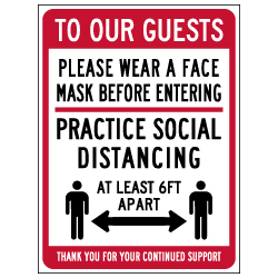 Window Label - Practice Social Distancing - 6x8 (Pack of 3) - Digitally printed on rugged vinyl using outdoor-rated inks. Buy Public Health Safety Window Decals from StopSignsandMore.com
