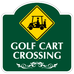 Mission Style Golf Cart Crossing Sign - 18x18. Made with 3M Reflective Rust-Free Heavy Gauge Durable Aluminum available for quick shipping from STOPSignsAndMore