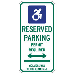 Connecticut Handicap Parking Sign with Active ISA - Double Arrow - 12x24 - Made with Reflective Rust-Free Heavy Gauge Durable Aluminum available at STOPSignsAndMore.com