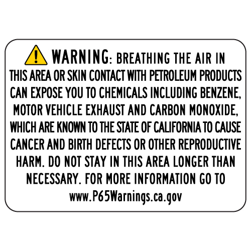 Proposition 65 Vehicle Repair Facilities Warning Sign - 14x10 - Outdoor rated Non-Reflective aluminum Parking Garage Warning Signs
